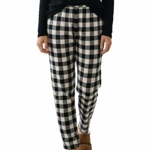 Hanna Andersson Black & Cream Plaid Flannel Pajama Pants Size L Cozy Sleepwear